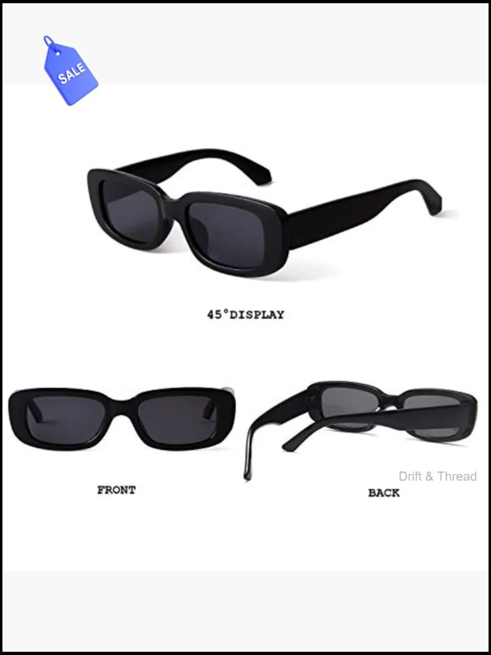 Retro Rectangle Sunglasses for Women Driving UV400 Protection